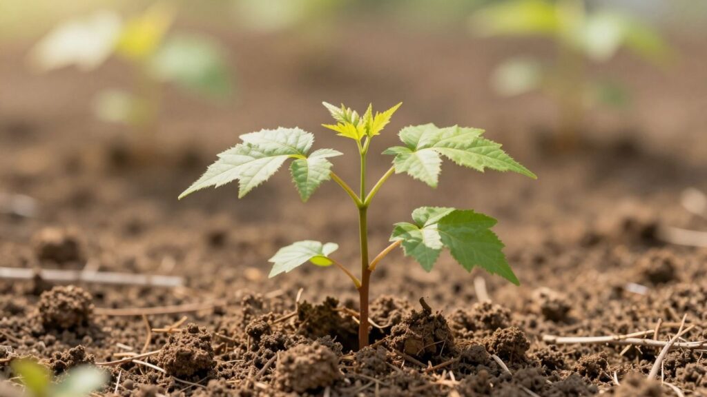Tree Sapling Showing Early Growth Stage
